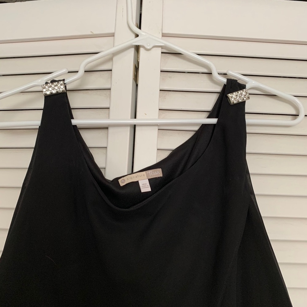 Plus size black cocktail dress with bling